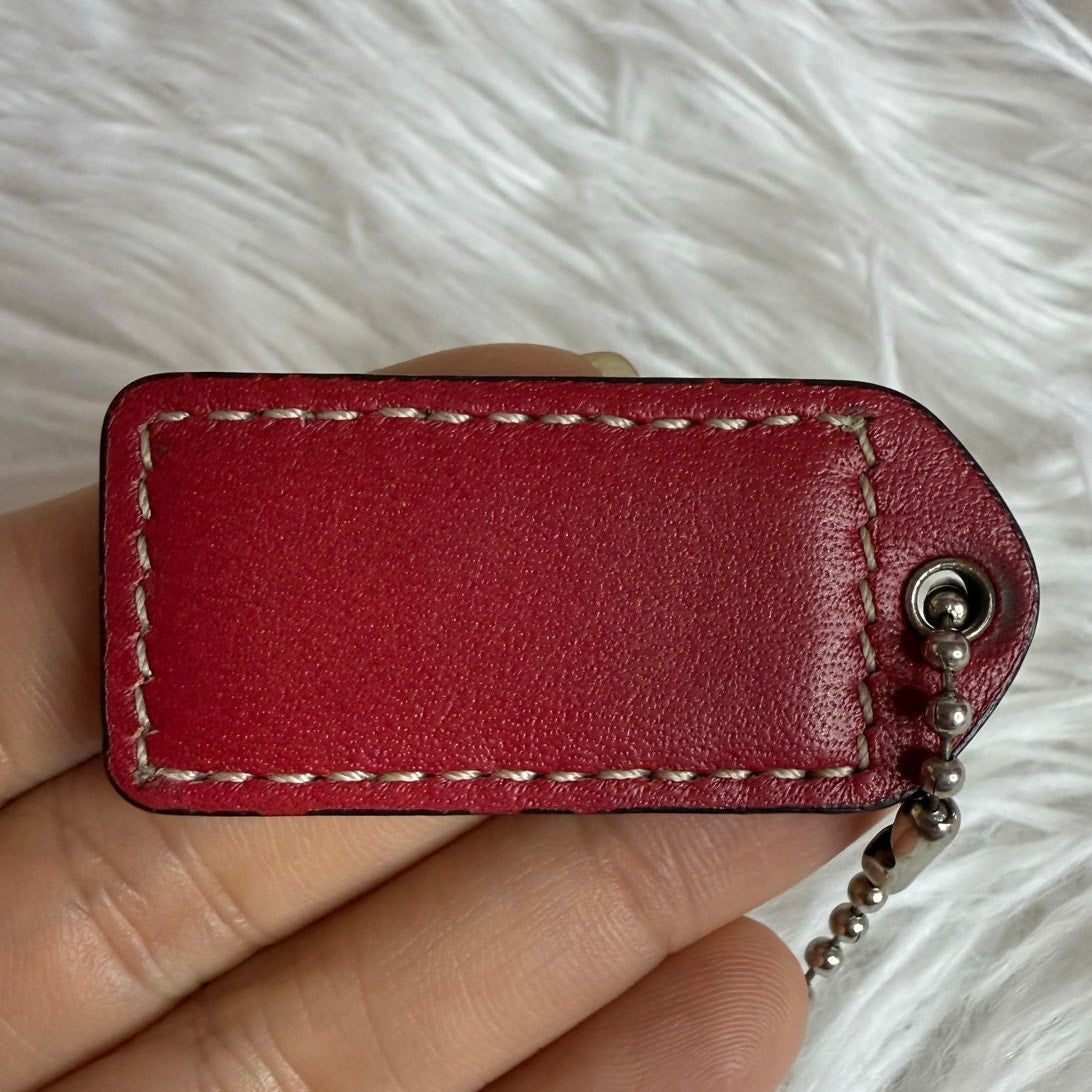 y2k 1.5" COACH Vintage Red Fob Bag Charm Hang tag Hangtag