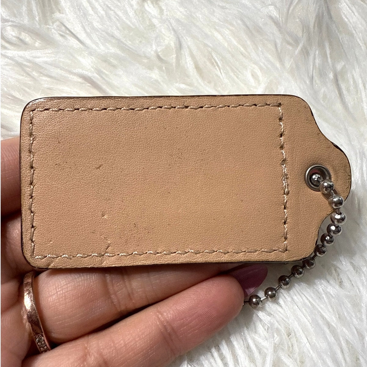 2.5" COACH Nude Tan Fob Bag Charm Hang tag Hangtag