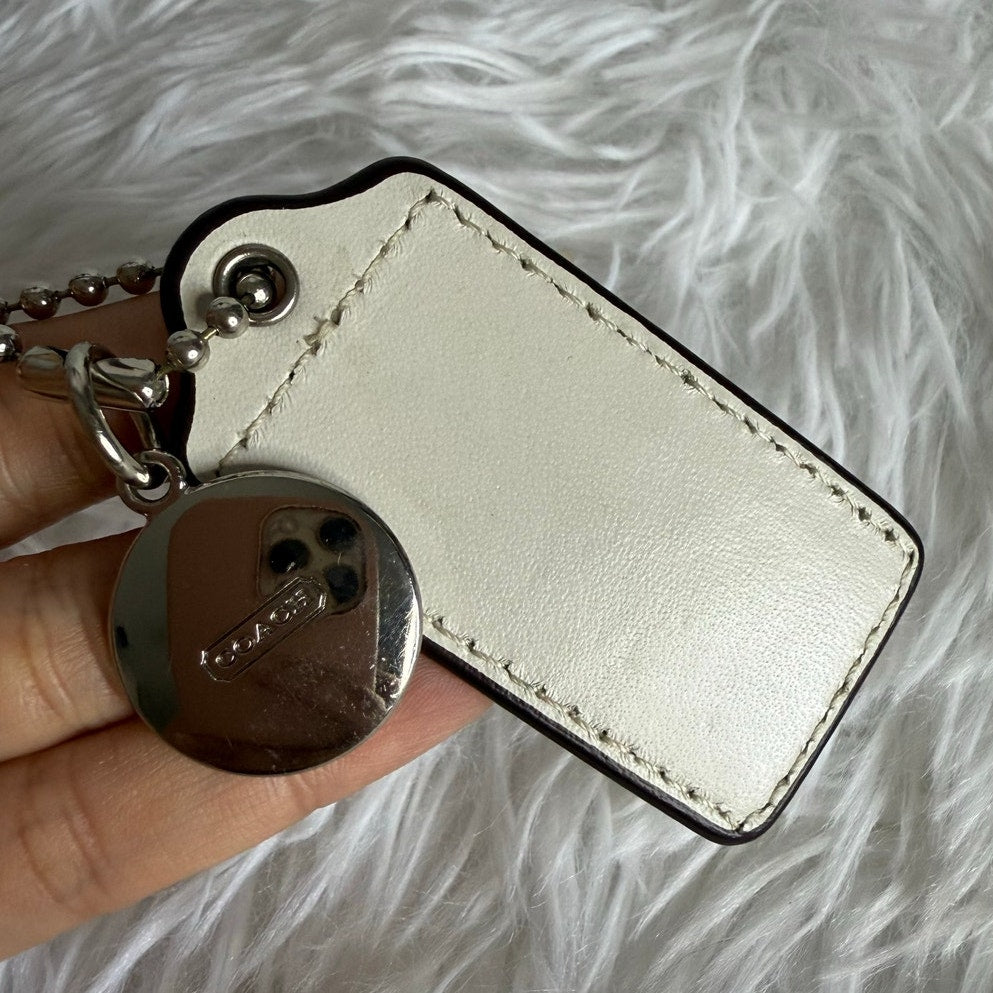 2.5" COACH Ivory Fob Bag Charm Hang tag Hangtag