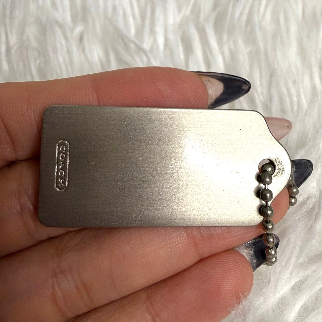 1.5" y2k COACH Vintage Metal Fob Bag Charm Hang tag Hangtag