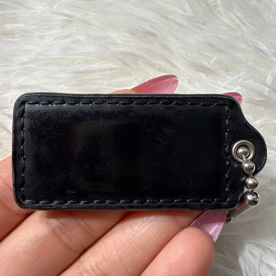 1.5” COACH Black Patent Leather Fob Bag Charm Hang tag Hangtag