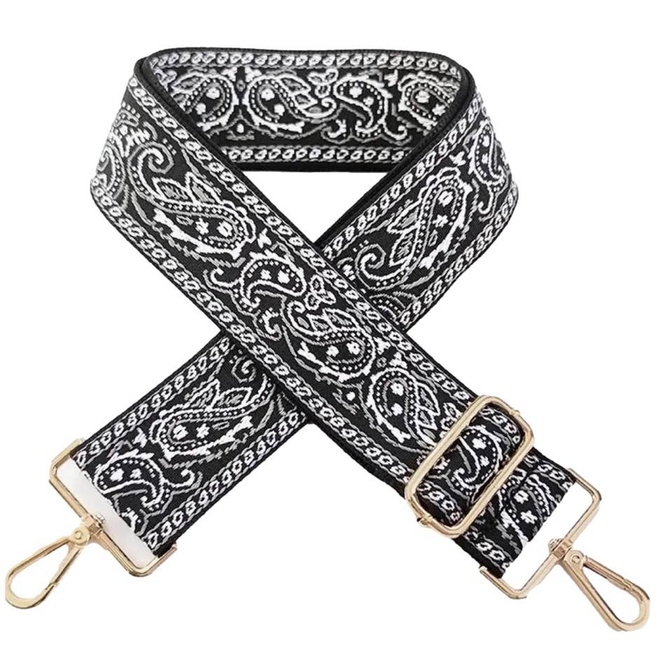 NIB Unbrand Paisley 5cm Colorful Thick Canvas Shoulder Belt Adjustable Strap