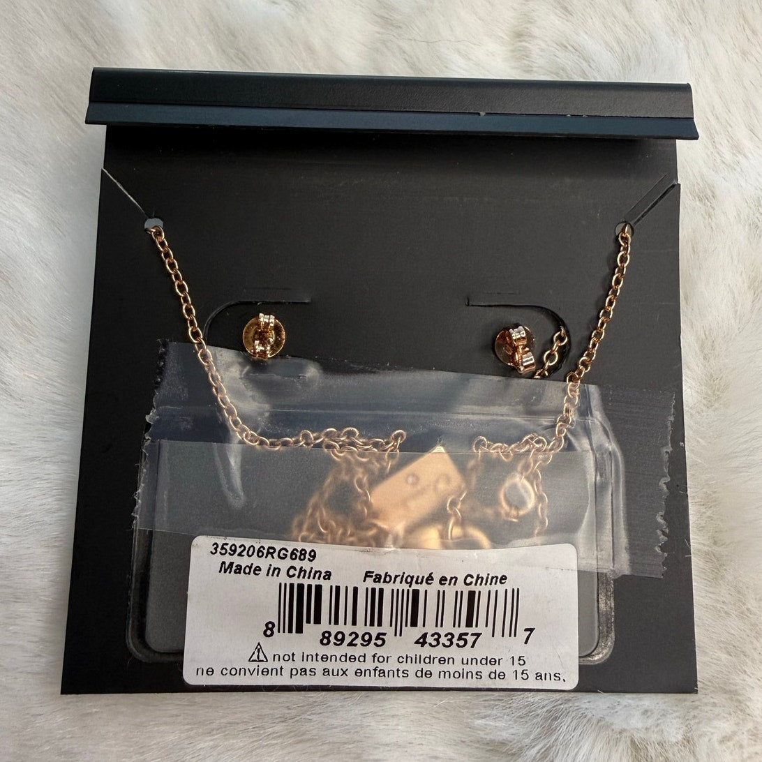 NWT COACH Signature Rose Gold Tone Floral Earrings Studs and Necklace Set