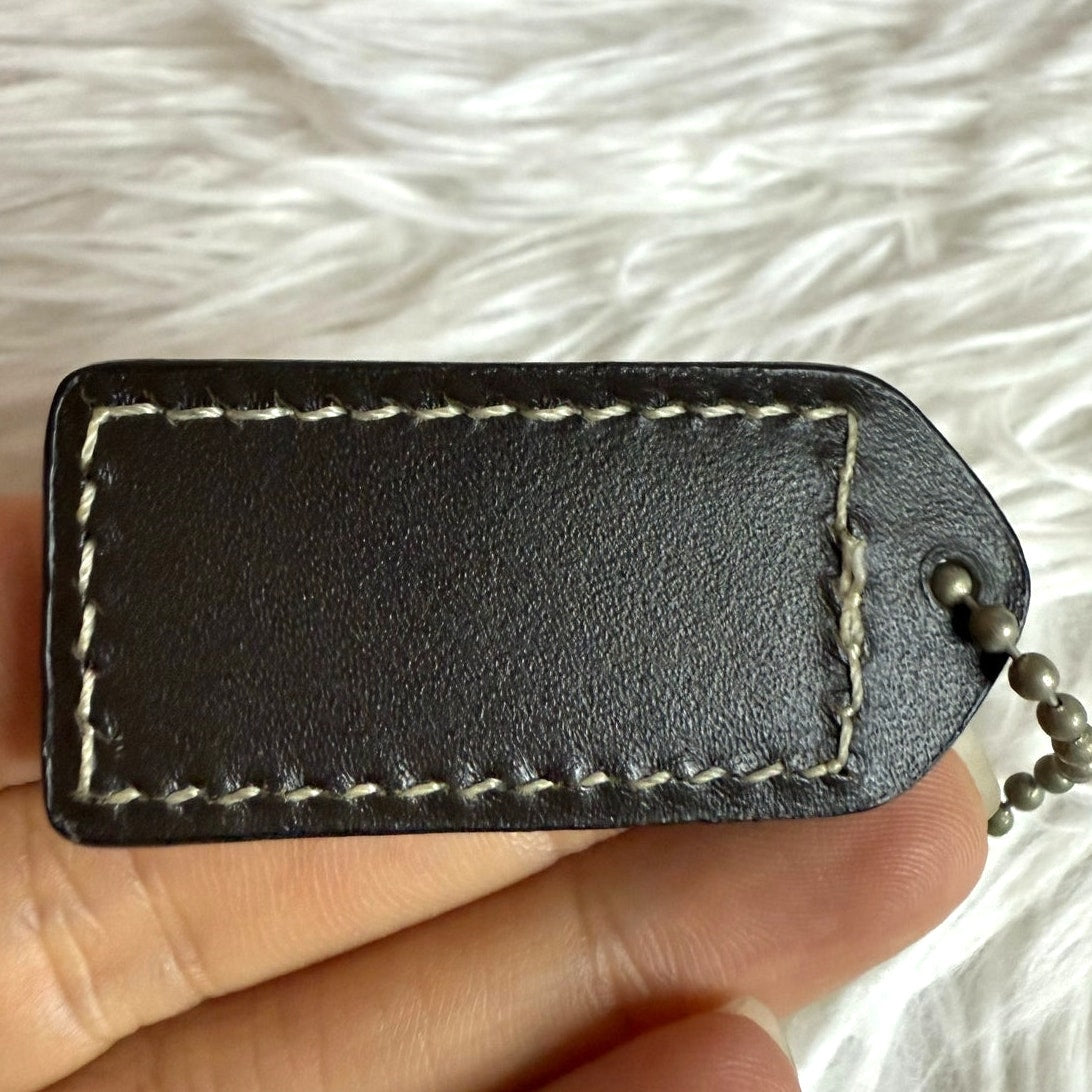 y2k 2" COACH Dark Brown Vintage Fob Bag Charm Hang tag Hangtag