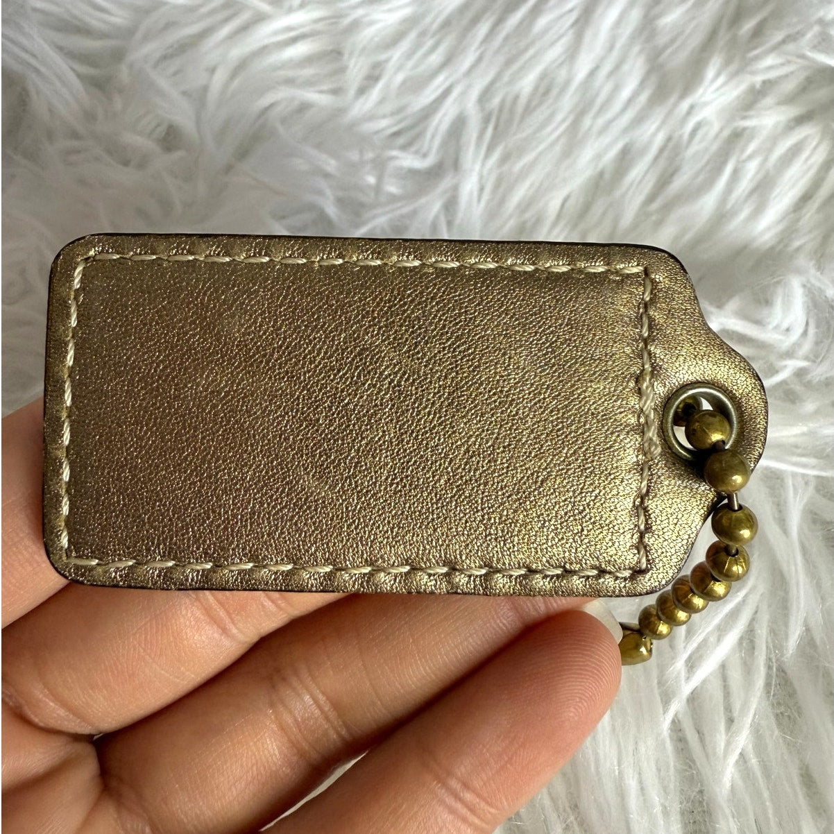 2" COACH Metallic Gold Fob Bag Charm Hang tag Hangtag