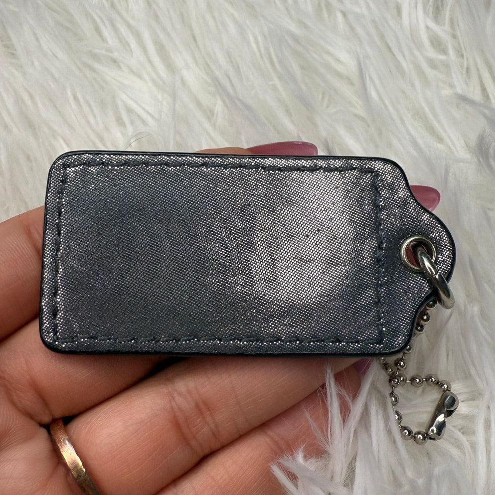 2" COACH Shimmer Gray Fob Bag Charm Hang tag Hangtag