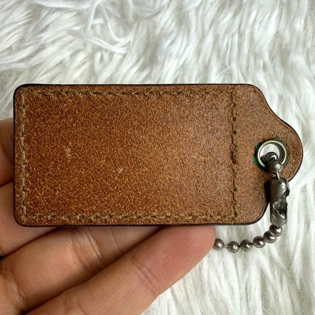 2" COACH Brown Fob Bag Charm Hang tag Hangtag