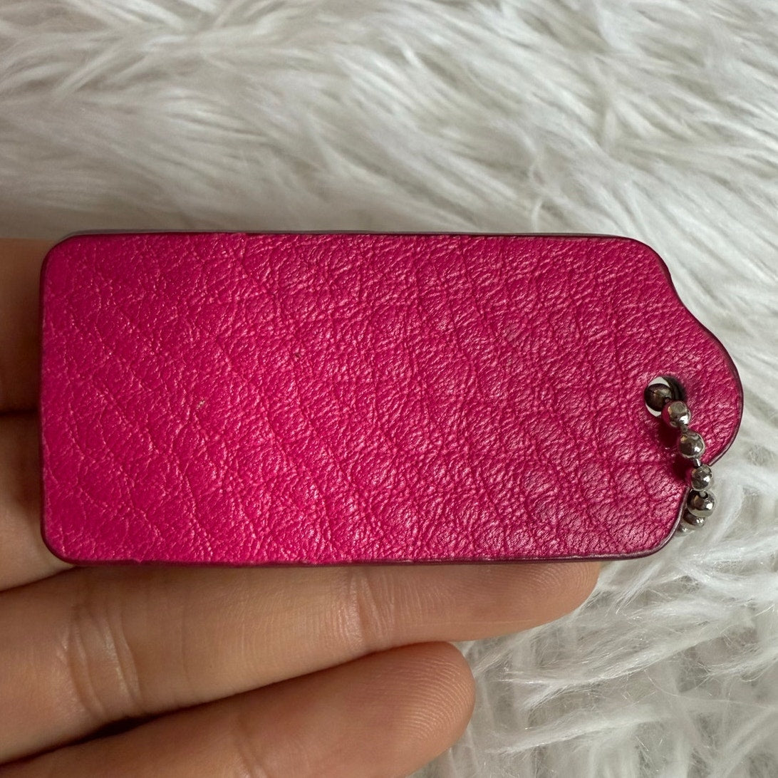 2" COACH Neon Pink Fob Bag Charm Hang tag Hangtag