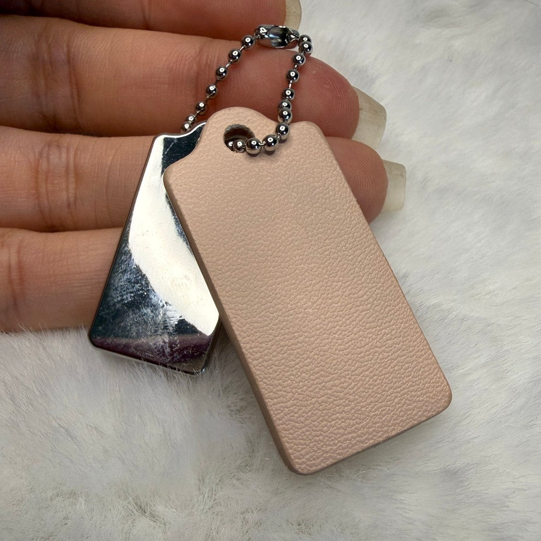 1.5" COACH Cream Silver Hang Tag Key Fob Bag Charm Set