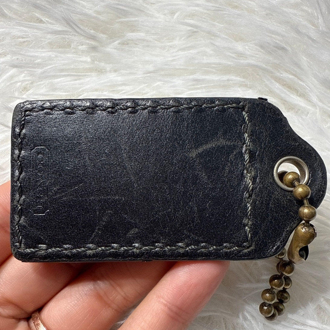 2” y2k COACH Black Leatherware Fob Bag Charm Hang tag Hangtag