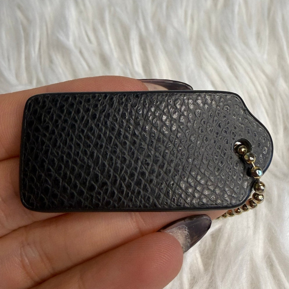 1.5" COACH Black Fob Bag Charm Hang tag Hangtag