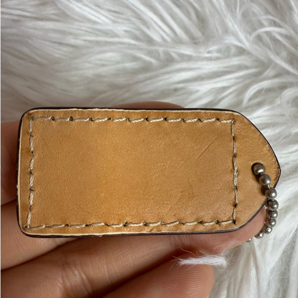 1.5" y2k COACH Tan Fob Bag Charm Hang tag Hangtag