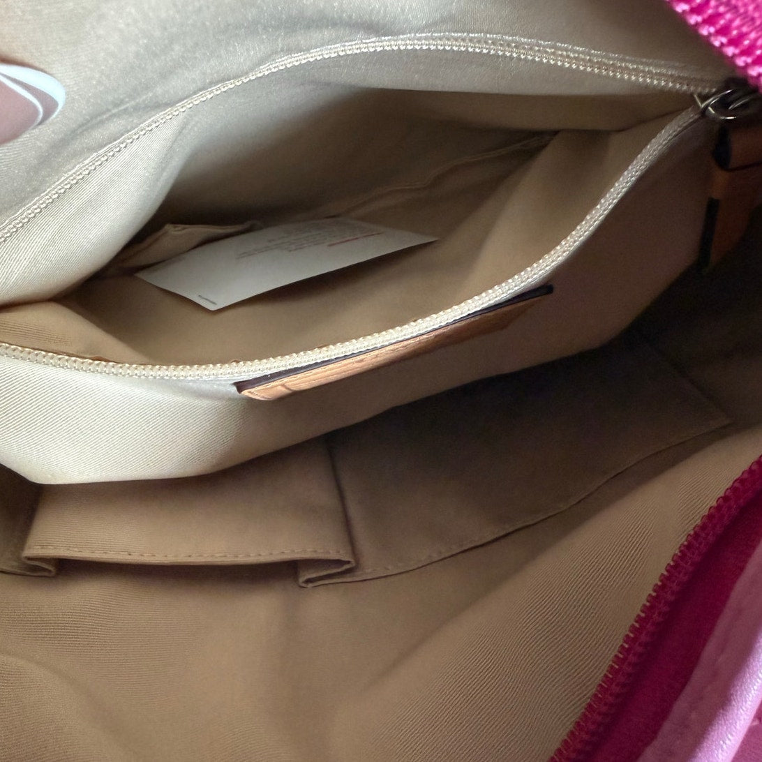 NWT COACH Rugby Stripe Pink Leather Duffle Crossbody Shoulder Bag F13357