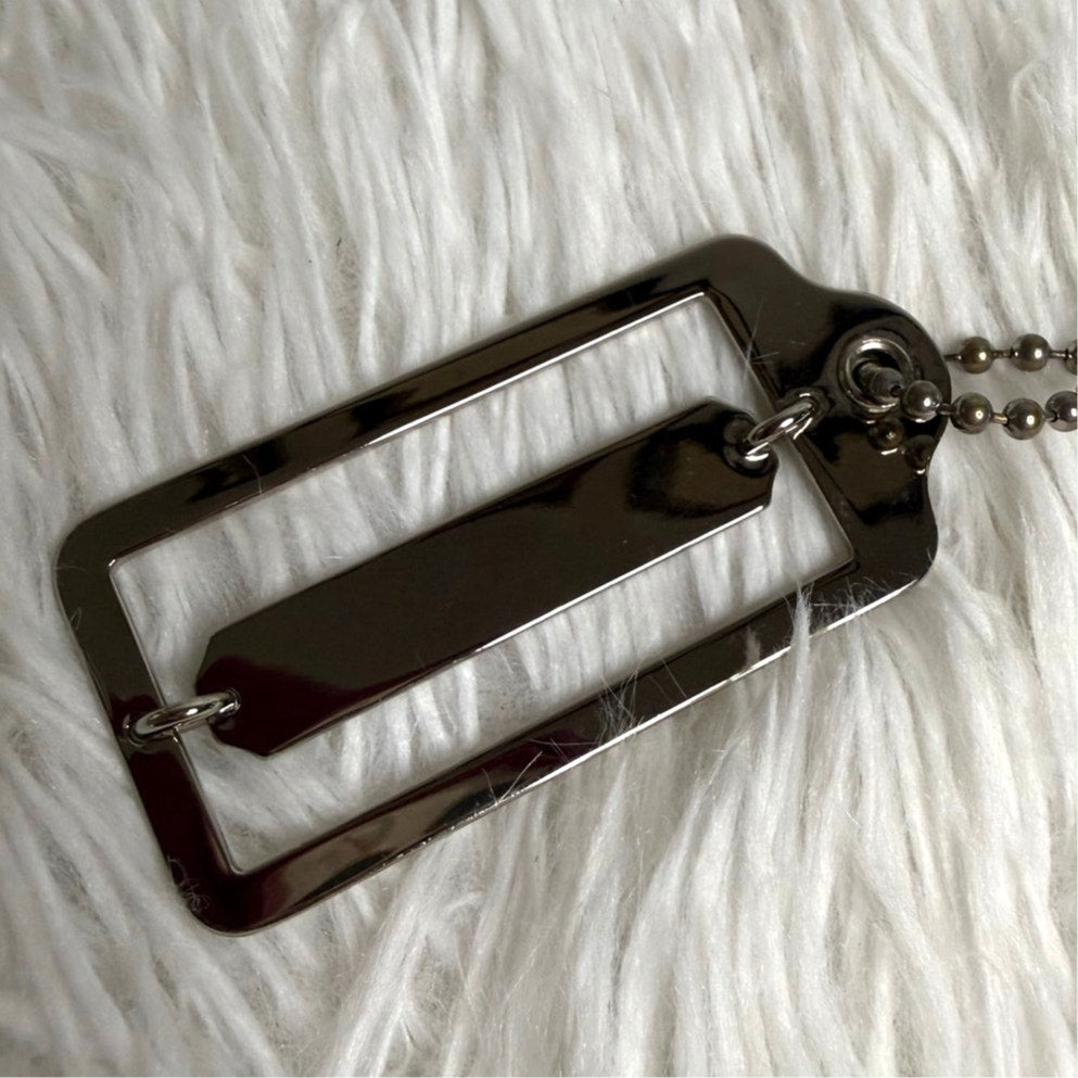 2.5" COACH Signature Metal Fob Bag Charm Hang tag Hangtag