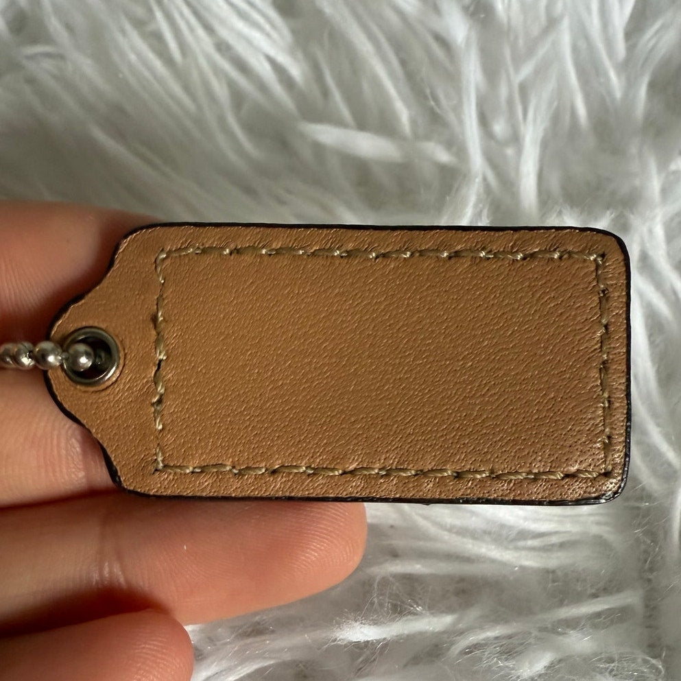 1.5" COACH Brown Fob Bag Charm Hang tag Hangtag