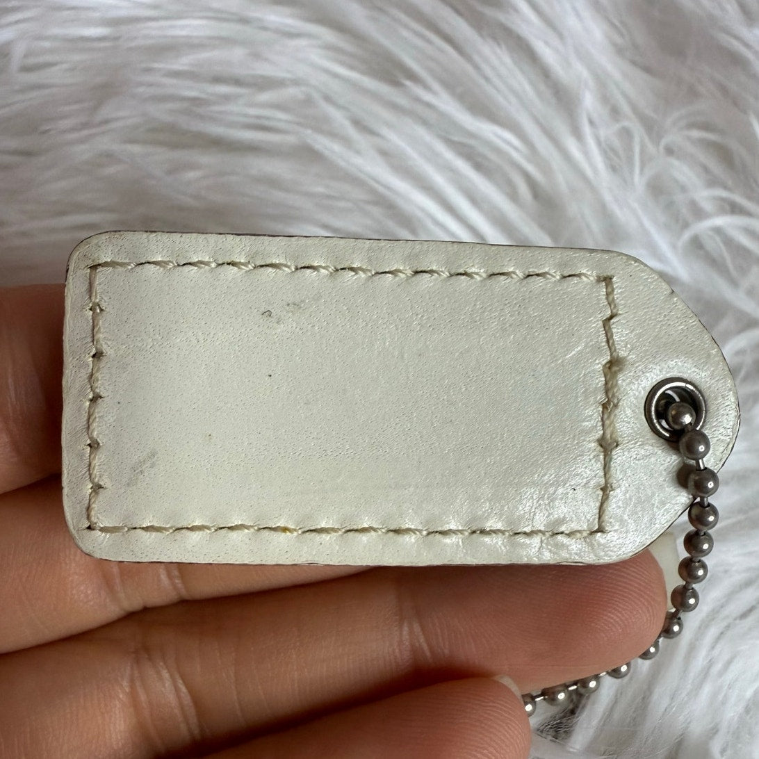 1..5" y2k COACH Vintage White Fob Bag Charm Hang tag Hangtag