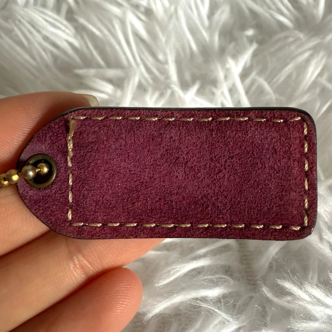 1.5" y2k COACH Vintage Patent Leather Suede Fob Bag Charm Hang tag Hangtag