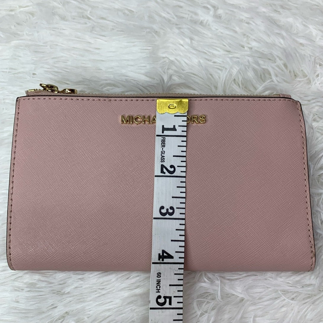 Michael Kors Pink Double Zipper Wristlet / Wallet with Phone Slot