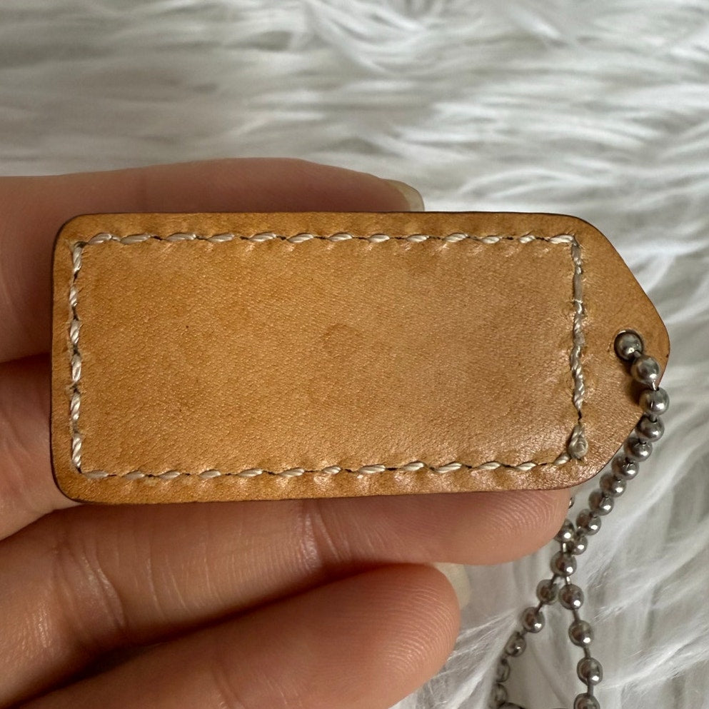 1.5" y2k COACH Vintage Tan Fob Bag Charm Hang tag Hangtag