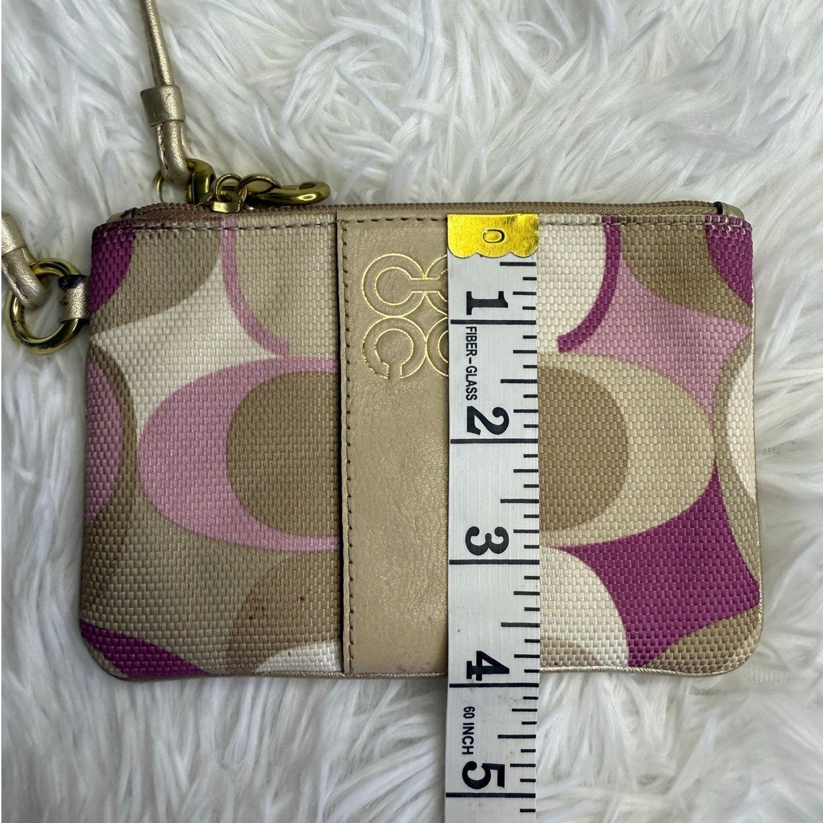 COACH Purple Gold Signature Canvas Wristlet