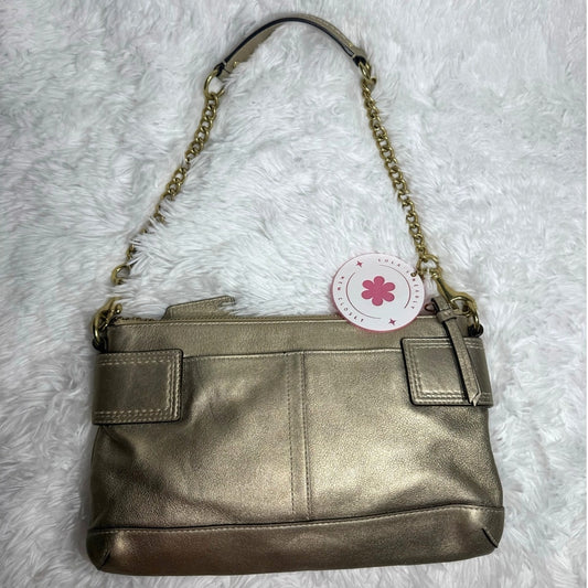 y2k Coach Soho Gold Metallic Leather Chain Strap Shoulder Bag