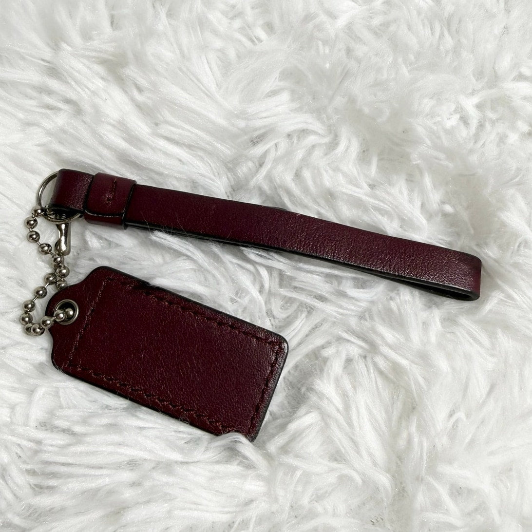 2" COACH Burgundy Fob Bag Charm Hang tag Hangtag