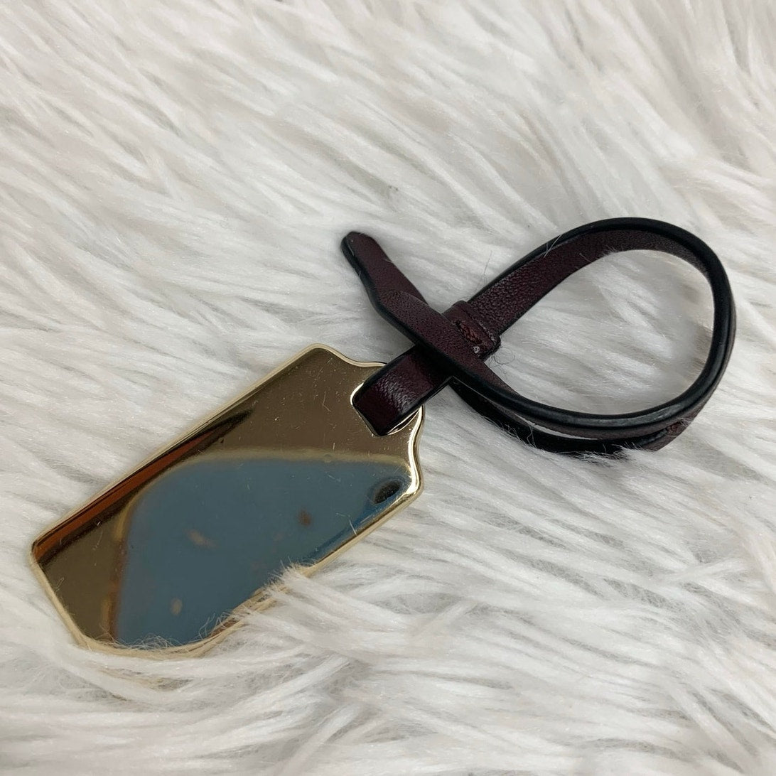 1.5" COACH Brown Gold Fob Bag Charm Hang tag Hangtag