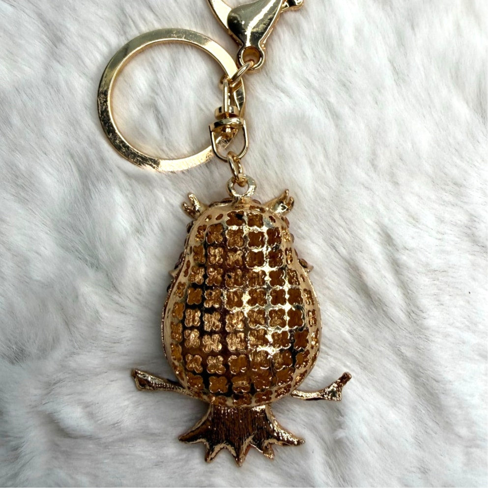 Cute Animal Owl Rhinestone Crystal Owl Keychain Fashion Charm Bag Charm