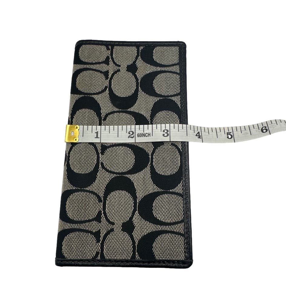 COACH Black and Gray Signature Canvas Checkbook Holder