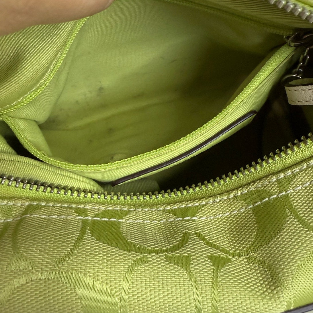 y2k Coach 2006 Vintage F06044 Lime Green Jacquard Shoulder Bag