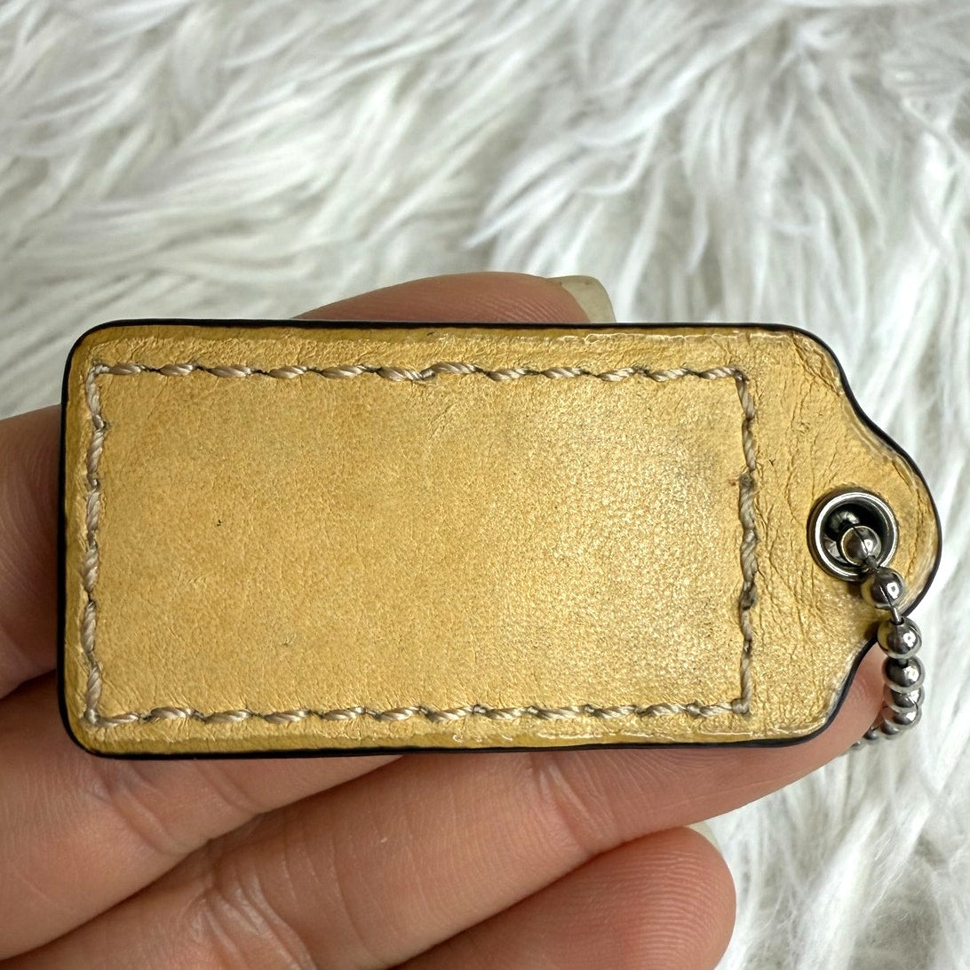 1.5" COACH Tan Fob Bag Charm Hang tag Hangtag