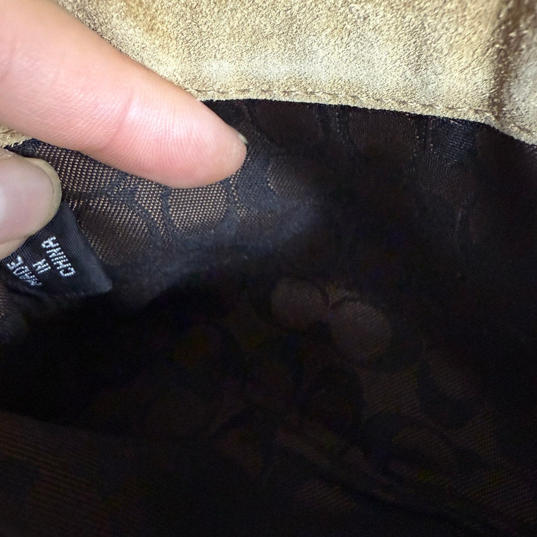y2k COACH Brown Suede Tassel Wristlet