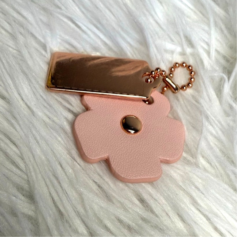 1" COACH Gold Tea Rose Flower Floral Bag Charm Hang Tag