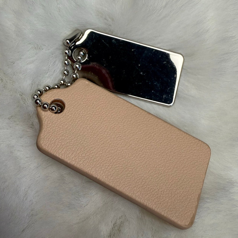1.5" COACH Cream Silver Hang Tag Key Fob Bag Charm Set
