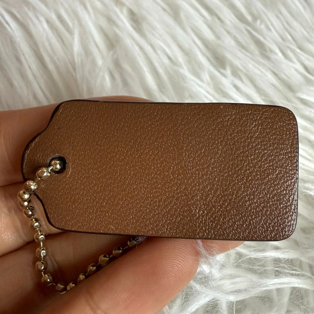 1.5" COACH Brown Fob Bag Charm Hang tag Hangtag