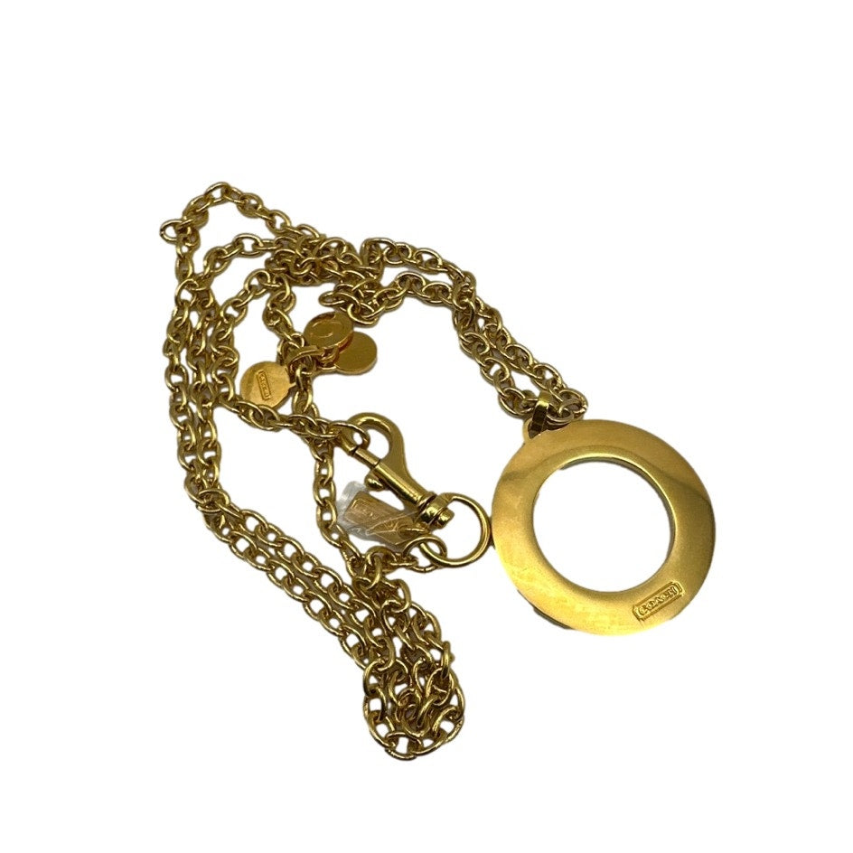 COACH LARGE SIGNATURE 2014 MEDALLION NECKLACE f96095