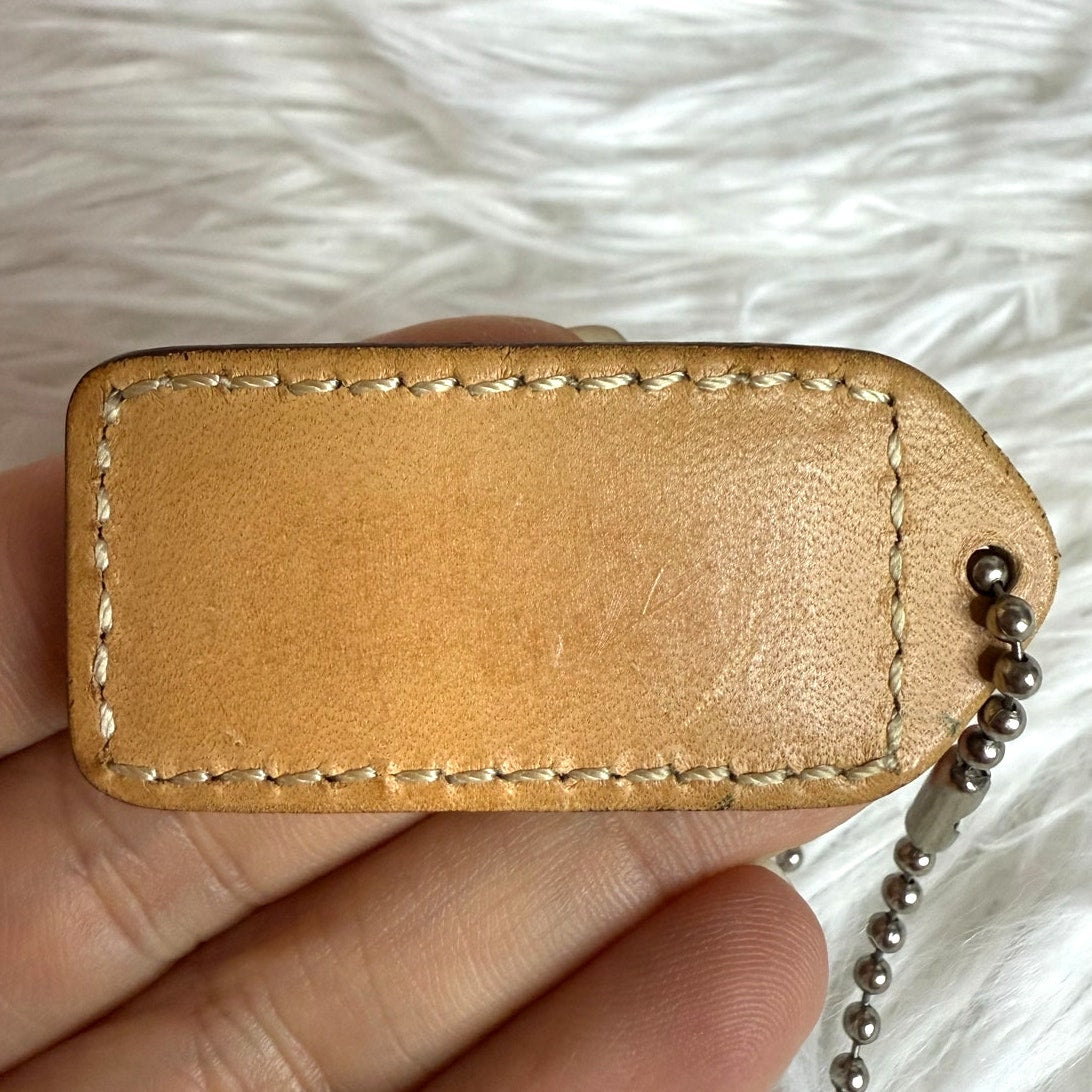1.5" y2k COACH Tan Camal Vintage Fob Bag Charm Hang tag Hangtag