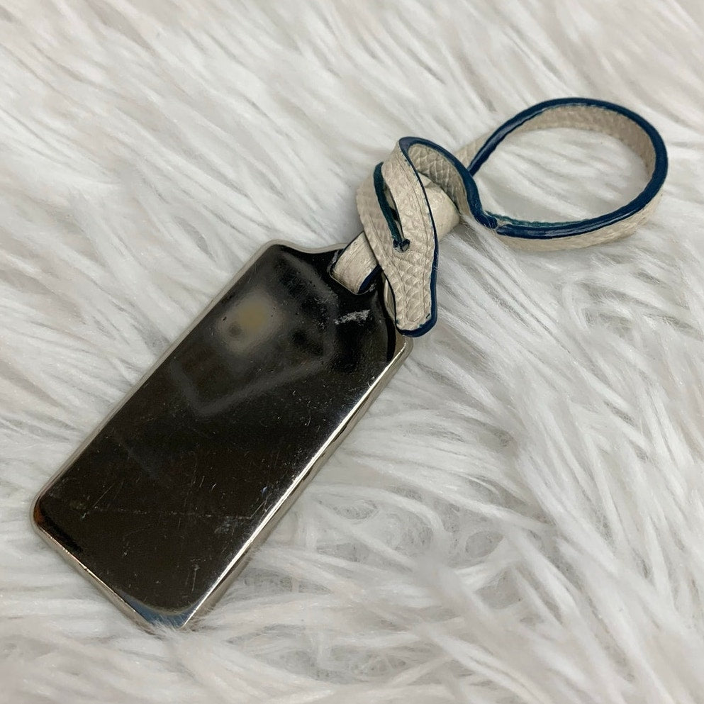 2" COACH White Silver Fob Bag Charm Hang tag Hangtag