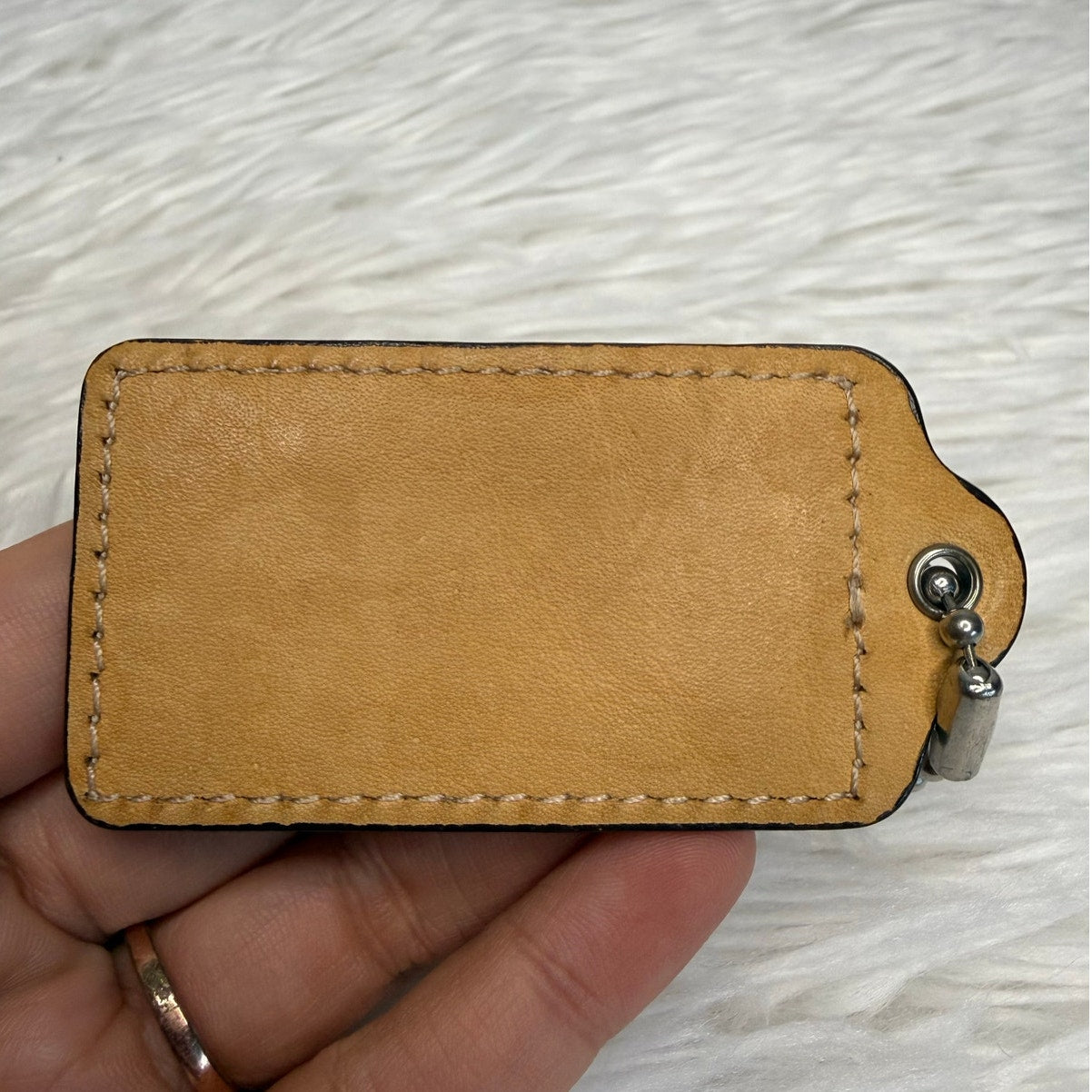 2.5" COACH Tan Fob Bag Charm Hang tag Hangtag