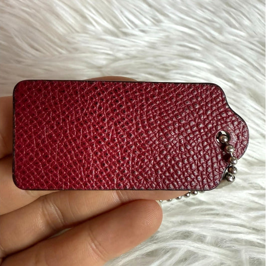 2" COACH Red Texture Fob Bag Charm Hang tag Hangtag