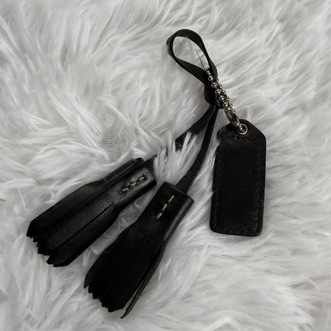 1.5" y2k COACH Black Fob Bag Charm Hang tag Hangtag Tassel