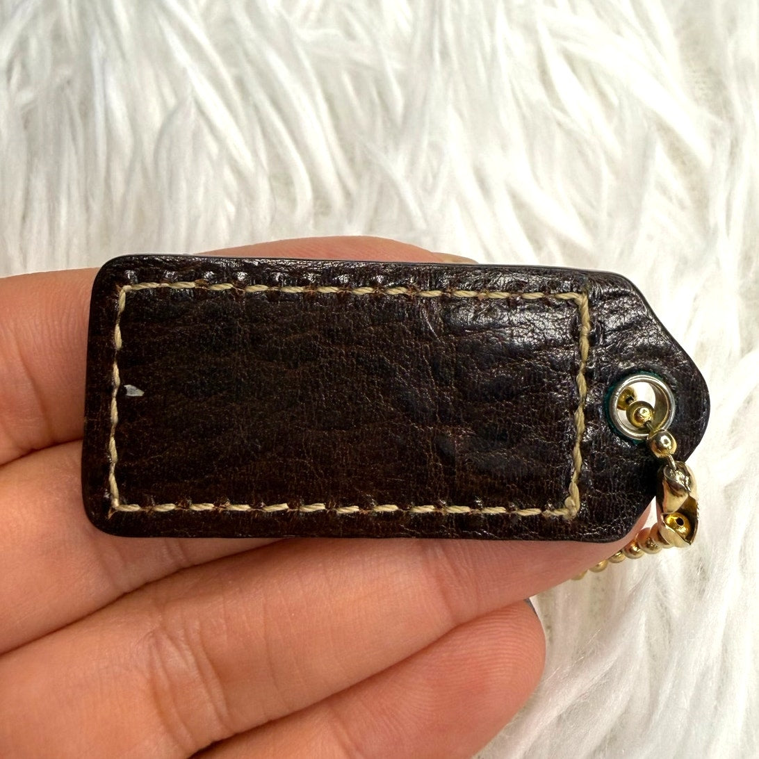 1.5” y2k COACH Brown Fob Bag Charm Hang tag Hangtag