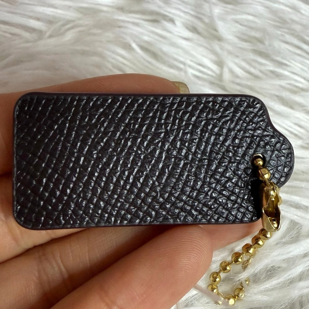 1.5" COACH Black Fob Bag Charm Hang tag Hangtag