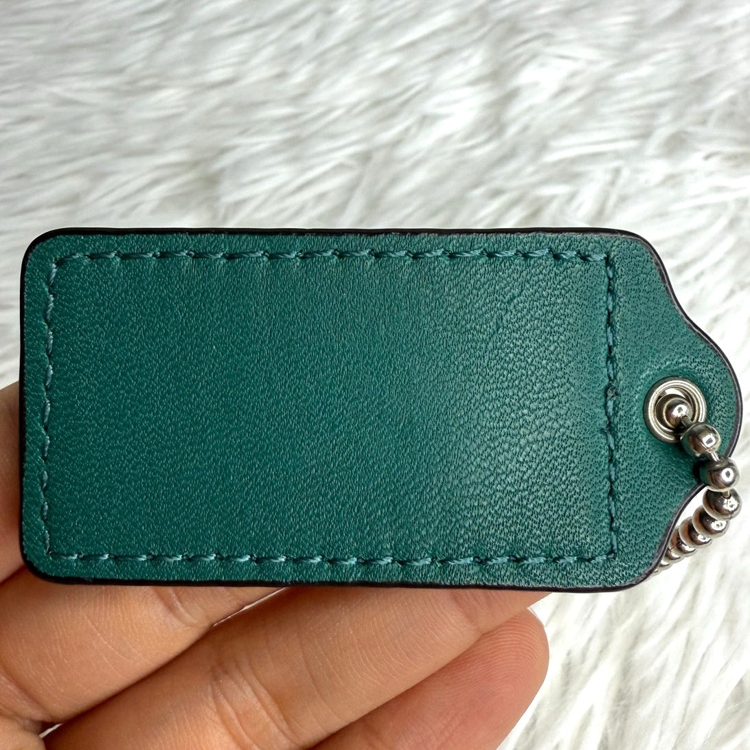 2" COACH Green Fob Bag Charm Hang tag Hangtag