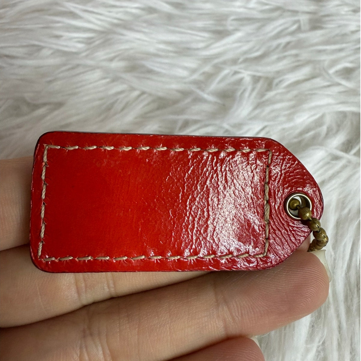 y2k 2" COACH Red Patent Leather Vintage Fob Bag Charm Hang tag Hangtag