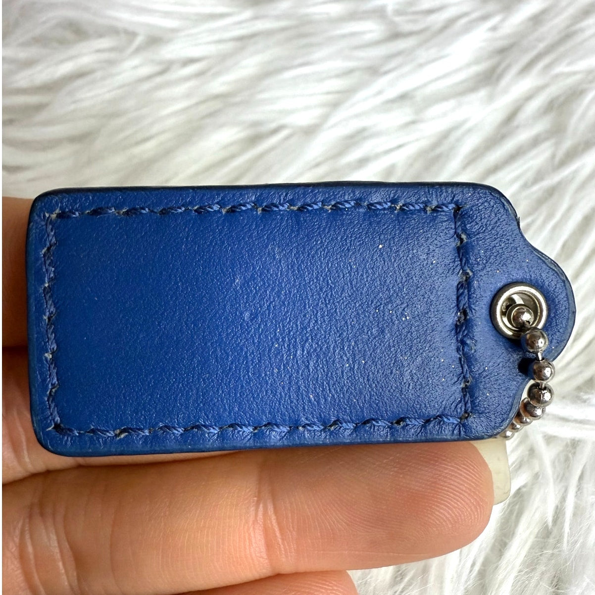 1.5" COACH Patent Leather Blue Fob Bag Charm Hang tag Hangtag