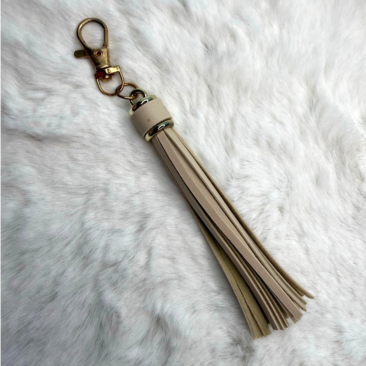 NEW Beige Tassel Bag Charm Tassels Keychains Purse Fashion Charm