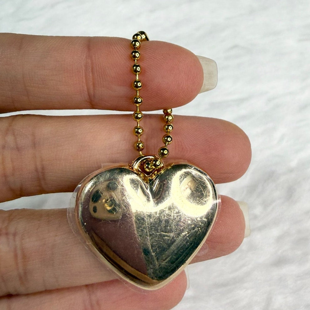 1" COACH Gold Heart Metal Hangtag Hang Tag Key Fob Bag Charm