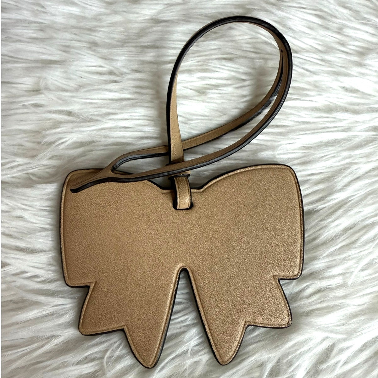 Coach Bow Floral Printed Tan Leather Bag Charm Fob