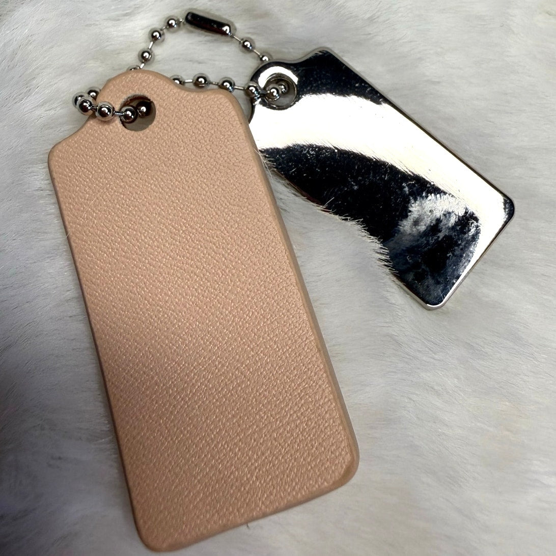 1.5" COACH Cream Silver Hang Tag Key Fob Bag Charm Set